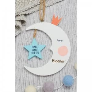Personalised Twinkle Twinkle Hanging Moon Decoration