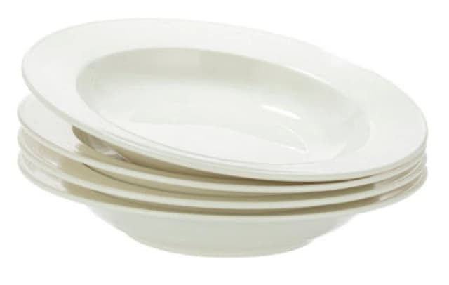 4Pc Professional White Rim Pasta Bowl Set