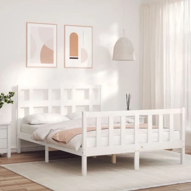 VIDAXL Bed Frame without Mattress White 140x200cm Solid Wood Pine Vidaxl 8720845981822