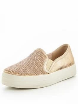 Skechers Double Up Shiny Dancer Plimsoll Rose Gold Rose Gold Size 6 Women