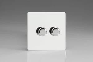 Varilight V-Pro 2 Gang 2-Way 2x250W Dimmer Switch - Screwless Premium White - JDQP252S