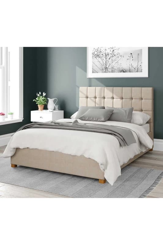 Aspire Aspire Sinatra Upholstered Ottoman Storage Bed, Malham Weave Fabric in Cream Size: Single Cream Single Unisex 5057632164896