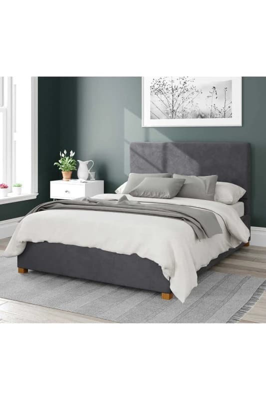 Aspire Aspire Garland Upholstered Ottoman Storage Bed, Plush Velvet Fabric in Grey Size: Single Grey Single Unisex 5057632179890