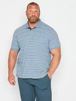 BadRhino Badrhino Light Blue Stripe Polo Shirt, Blue, Size 2XL, Men