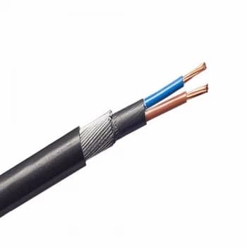 Zexum 6mm 2 Core 53A Brown Blue 6942X Steel Wire Armoured SWA Outdoor Mains Power Cable - 100 Meter