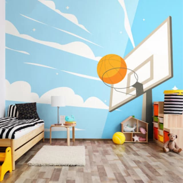 Hoopla Walls Origin Murals Graphic Basketball Hoop Blue Paste The Wall Mural 350Cm Wide X 280M High