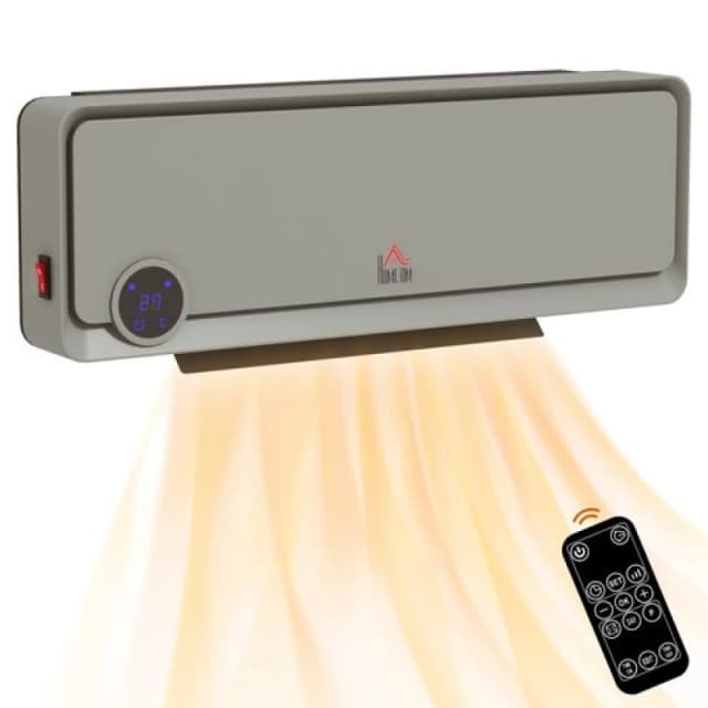 HOMCOM HOMCOM 1000W/2000W Wall Downflow Heater 10-49°C Temperature w/ Timer Remote LED Screen in White White One Size Unisex 5056725578503