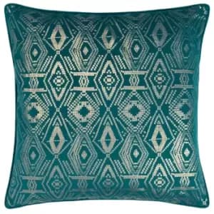 Tayanna Metallic Velvet Cushion Teal, Teal / 50 x 50cm / Polyester Filled