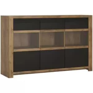 Havana 3 door sideboard in Lefkas Oak with matte Black fronts - Lefkas Oak with matte Black fronts