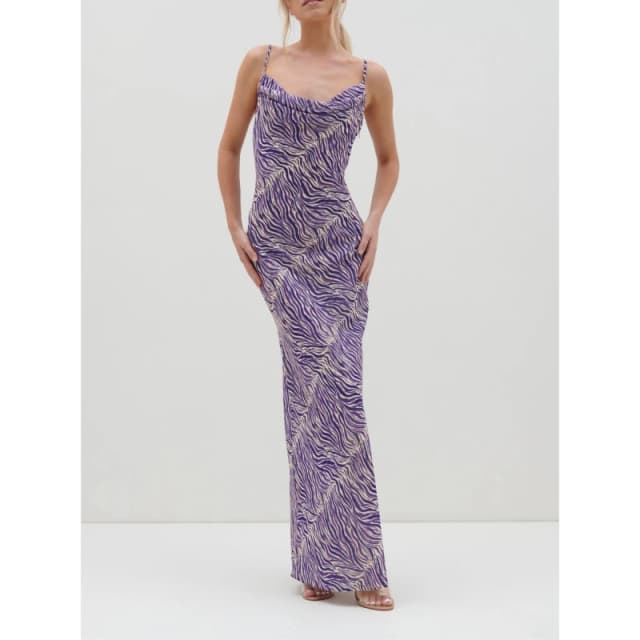 Pretty Lavish Womens Keisha Long Maxi Dress Irisi Zebra female 6 (2XS)