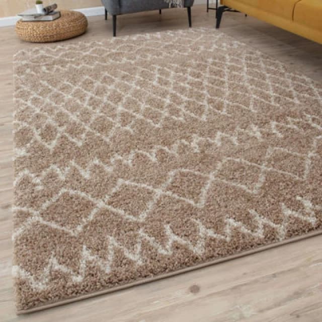 THE RUGS Soft Tangier Shaggy Rugs & Runners Beige & Ivory Living Room Size: 120cm x 170cm Beige Unisex 120cm x 170 cm