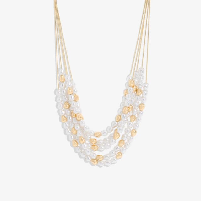 Mood Gold Pearl & Polished Multirow Necklace Gold