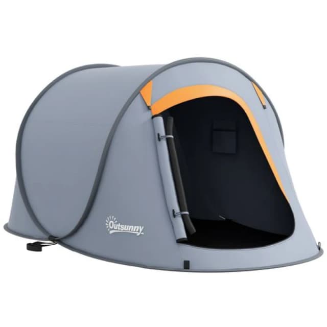 Outsunny Outsunny Pop up Camping Tent for 2 Man, 2000mm Waterproof with Carry Bag, Grey