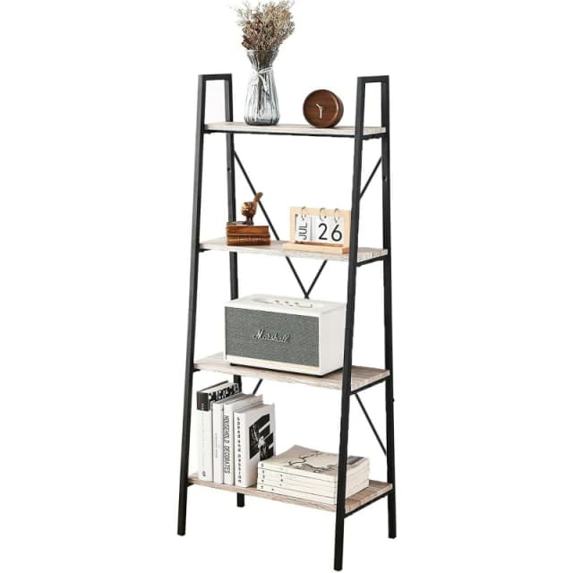 MCC DIRECT Mcc Direct - 4-Tier Bookcase Multifunction Display Rack Ladder Bookshelf dark wood BS1021