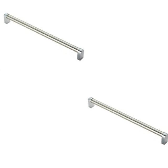Loops 2x Round Tube Pull Handle 336 x 16mm 320mm Fixing Centres Satin Nickel & Chrome Metallics unisex