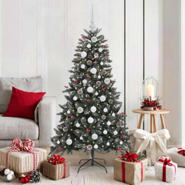 vidaXL Artificial Christmas Tree with Stand, White Balls Green 83.5 x 83.5 x 150 cm, Green 3395871
