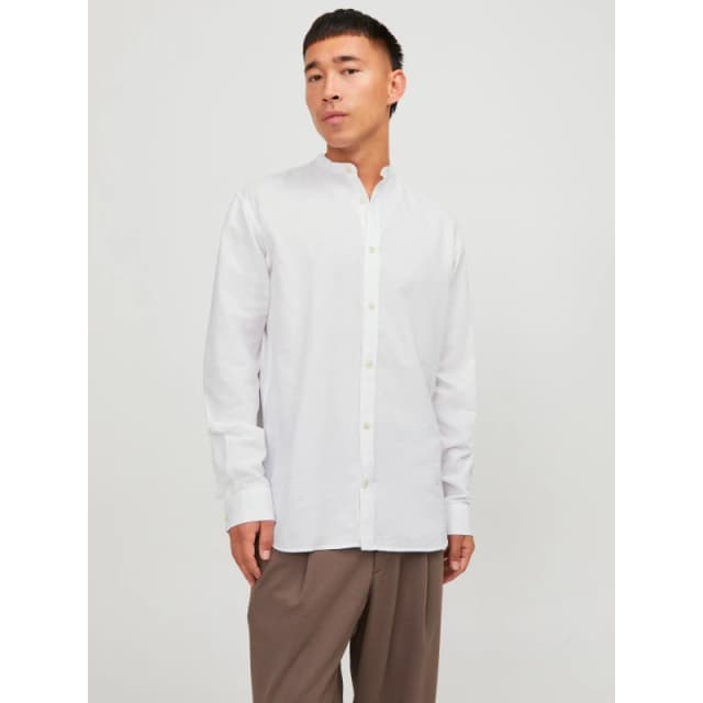 Jack and Jones Long Sleeve Buttoned Linen Shirt - White White S