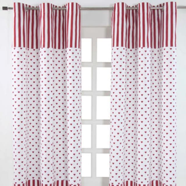 Homescapes Red Love Hearts Ready Made Eyelet Curtain Pair, 137 X 228cm Drop