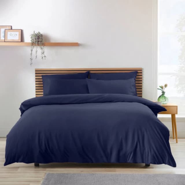 Catherine Lansfield So Soft Easy Iron Duvet Cover Bedding Set Navy Blue