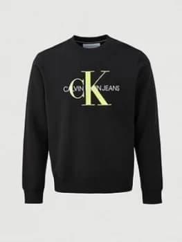 Calvin Klein Jeans Neon Monogram Logo Sweatshirt - Black