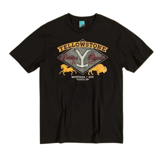 Yellowstone Mens Dutton Ranch Brand T-Shirt in True Black Size: Medium True Black Male M