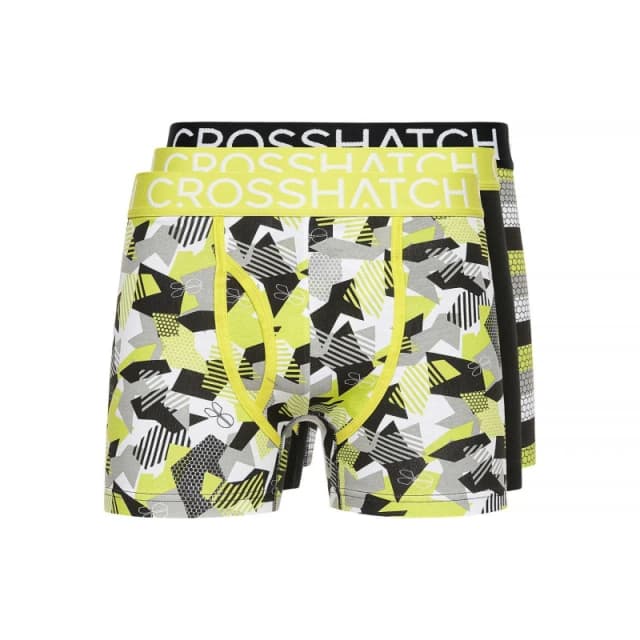 Crosshatch Crosshatch Men Crystaline Boxers 3pk in Lime Size: Small Lime S Male 5059294517829