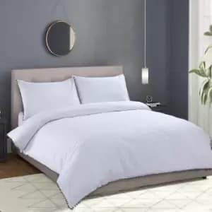 Harwoods Sandringham Pom Pom Duvet Cover Set, White, Double
