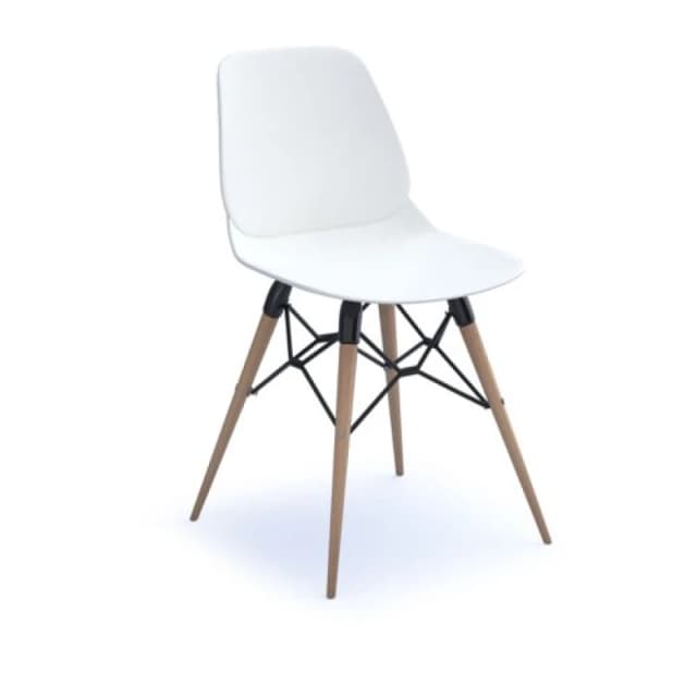 Strut Multi - Purpose Chair with Oak Frame and Black Detailing - White