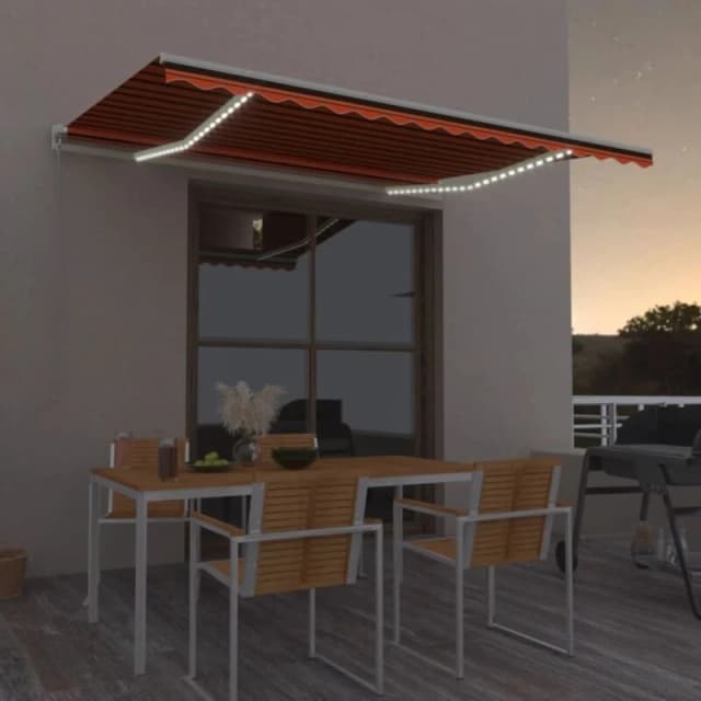 VIDAXL Manual Retractable Awning with LED 400x300cm Orange and Brown Vidaxl 8720286392294