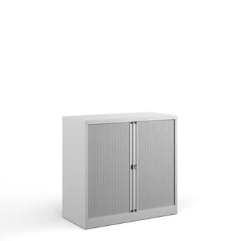 Bisley systems storage low tambour cupboard 1000mm high - white