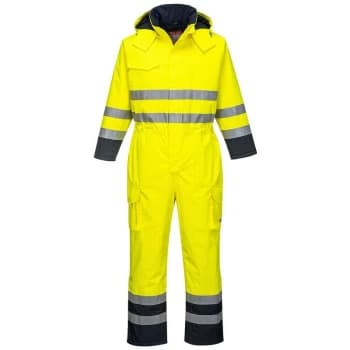 Portwest - S775YNRL - sz L Bizflame Rain Hi-Vis Multi Coverall - Yellow/Navy