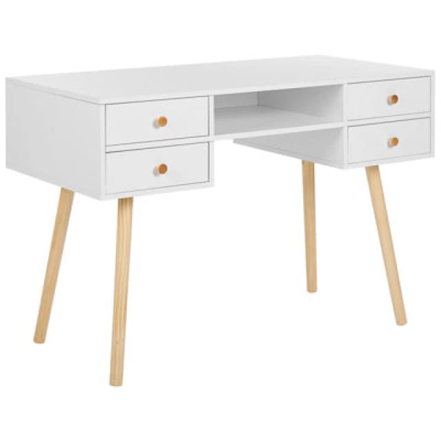 Beliani Home Office Desk Levin White 110 Cm 55cm With Drawers