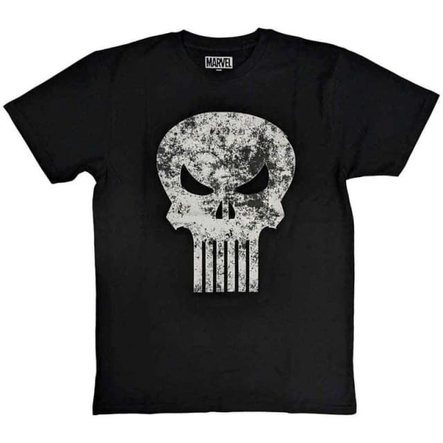 Marvel Punisher Distressed Logo T Shirt Black unisex