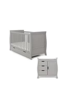 Obaby Stamford Classic Sleigh 2 Piece Room Set - Warm Grey