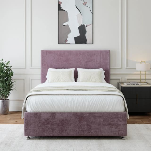 Bedmaster Bedmaster Luxury Velvet 4 Drawer Divan Base And Plain Headboard in Mauve Size: Super King Mauve Super King Unisex 7867867729382
