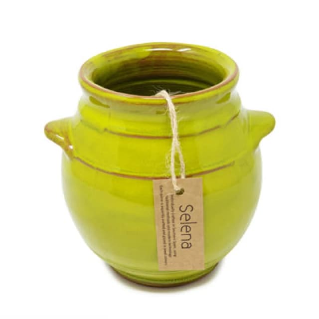 Verano Spanish Ceramics Selena Glazed Hand Dipped Kitchen Dining Utensil Jar Lime Green (H) 16Cm X (D) 16.5Cm