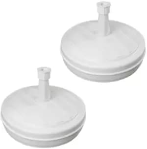 Pack Of 2 13kg / 13 Litre Capacity Water Filled Garden Parasol / Umbrella Base in White