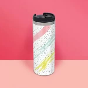 Colour Strike And Polka Pattern Stainless Steel Travel Mug