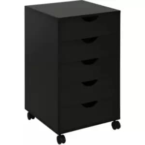 HOMCOM Mobile Vertical Filing Cabinet with 5 Drawers for Home Office, Black - Black
