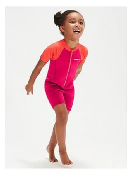 Speedo Girls Learn to Swim Wetsuit - Pink, Size 2-3 Years, Women Pink 10GNG Female 2-3 YEARS