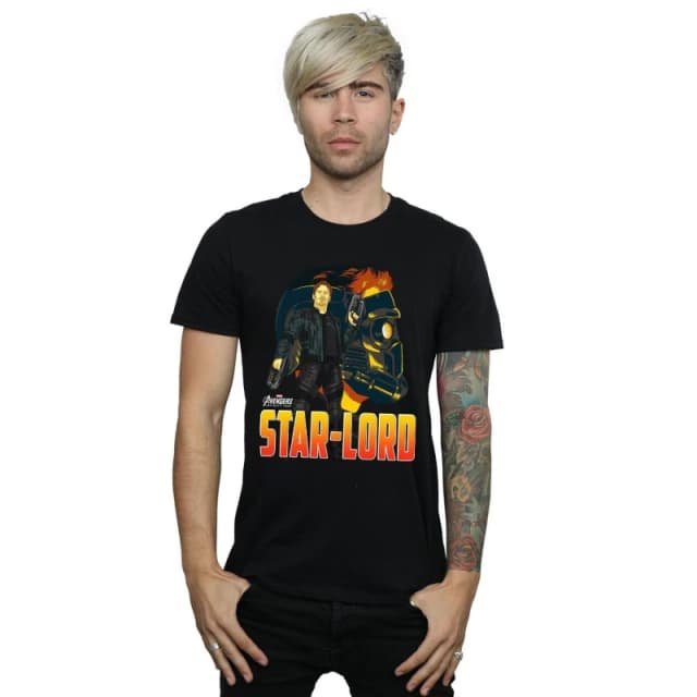 Marvel Marvel Men Avengers Infinity War Star Lord Character T-Shirt in Black Size: Small Black S Male 5057736882955