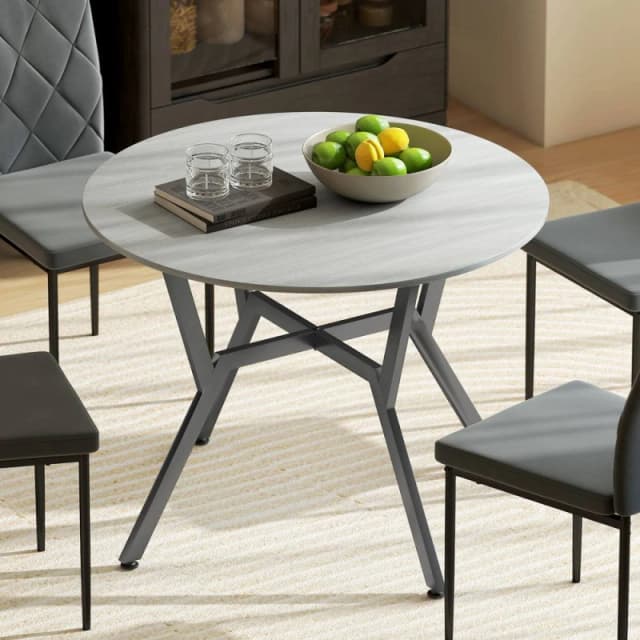 HOMCOM Small Kitchen Table with Black Steel Legs, Dining Table in Grey Grey Unisex