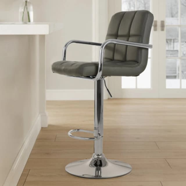 Premier Housewares Interiors by Premier Starz Leather Effect Bar Chair Grey