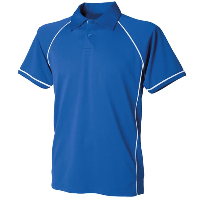 Finden & Hales Piped Performance Sports Polo Shirt in Bright Blue Size: 11-12 Years Bright Blue Unisex 11-12 Years
