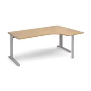 Office Desk Right Hand Corner Desk 1800mm Oak Top With Silver Frame 1200mm Depth TR10 TBER18SO