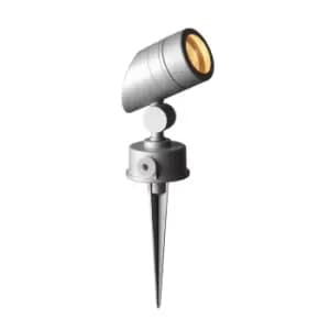 Robus CORK 50W GU10 Garden Spike c/w Adjustable Sloped Head IP65 Satin Silver - R5088S-15