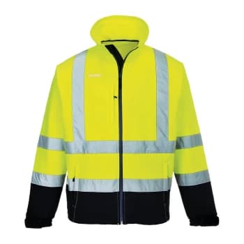 Portwest Fleece Lined Class 3 Hi Vis Jacket Yellow / Navy 3XL