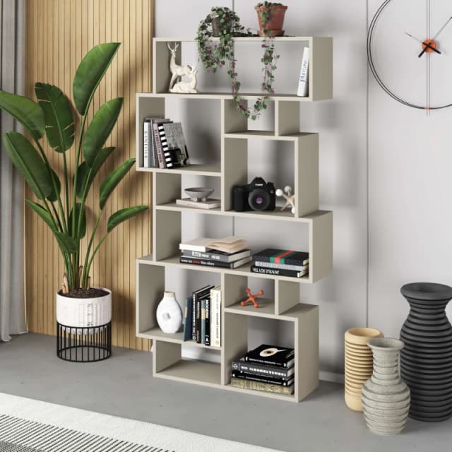Decortie Karmato' Modern Bookcase Display Unit 168.5cm in Beige Size: 2 Pack Beige Unisex 2 Pack