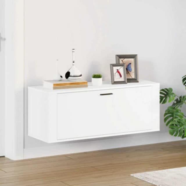 Vidaxl Wall Shoe Cabinet White 100X35X38cm Engineered Wood