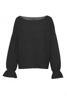 French Connection Elien Fluted Sleeve Textured Jumper Black